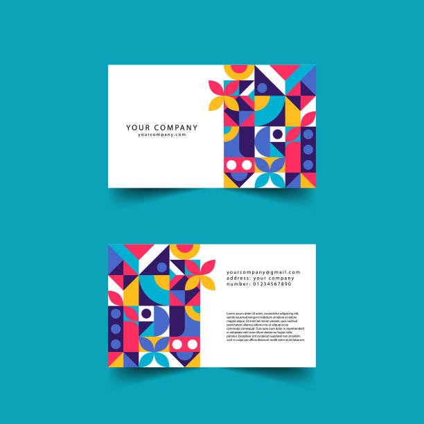Bauhaus abstract business card. Abstract flat geometric background, template design Bauhaus abstract business card.Bauhaus abstract pattern minimal.Abstract flat geometric background, template design with the simple shape of circles, dots, and line art. hipster background stock illustrations
