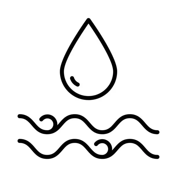 Vector illustration of Simple water line icon. Stroke pictogram. Vector illustration isolated on a white