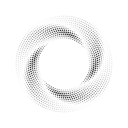 Halftone circle. Swirl pattern. Rounded swirl lines. Halftone effect. Abstract circle for design.