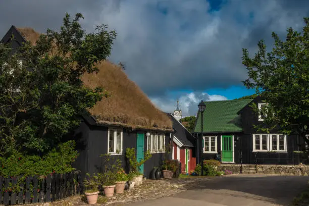 Photo of Tinganes, the historical old town of TÃ³rshavn, on Streymoy Island, the capital city of the Faroe Islands, a self-governing archipelago, part of the Kingdom of Denmark