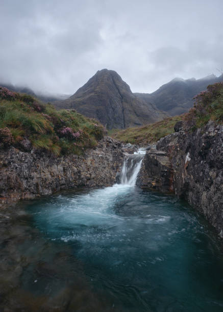 Morning view of Fairy Pools stock photo
