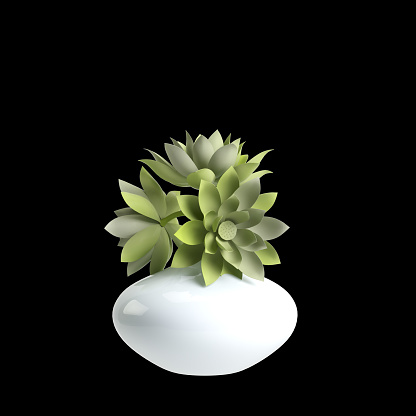 3d illustration of flower vase decoration isolated on black background