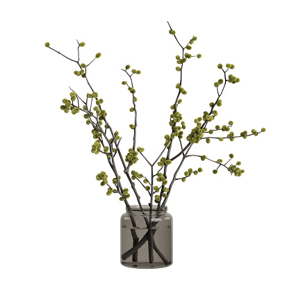 3d illustration of flower vase decoration isolated on white background