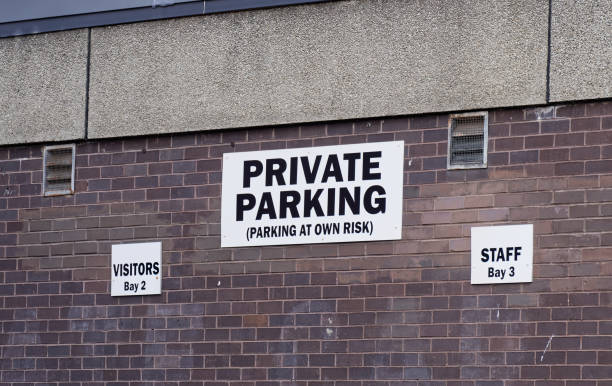 istock Private parking sign warning park at own risk 1686933543