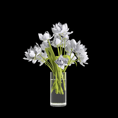 3d illustration of flower vase decoration isolated on black background