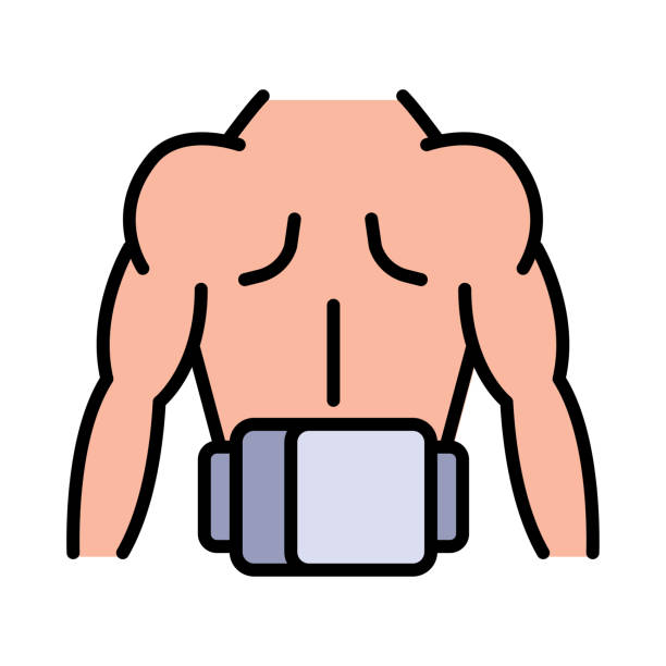 ilustraciones, imágenes clip art, dibujos animados e iconos de stock de cinturón lumbar icono de color simple. iconos médicos, ortopédicos planos del gimnasio y el concepto de fitness signo aislado. - magnetic band