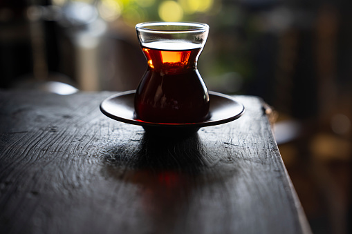 Traditional Turkish Tea in the Green Background Photo, Üsküdar Istanbul, Turkey (Turkiye)