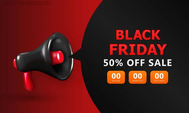 Vector illustration of Advertising banner with Black Friday sales countdown