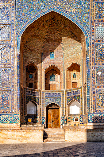 The stairs of a mosque in Bukhara, Uzbekistan