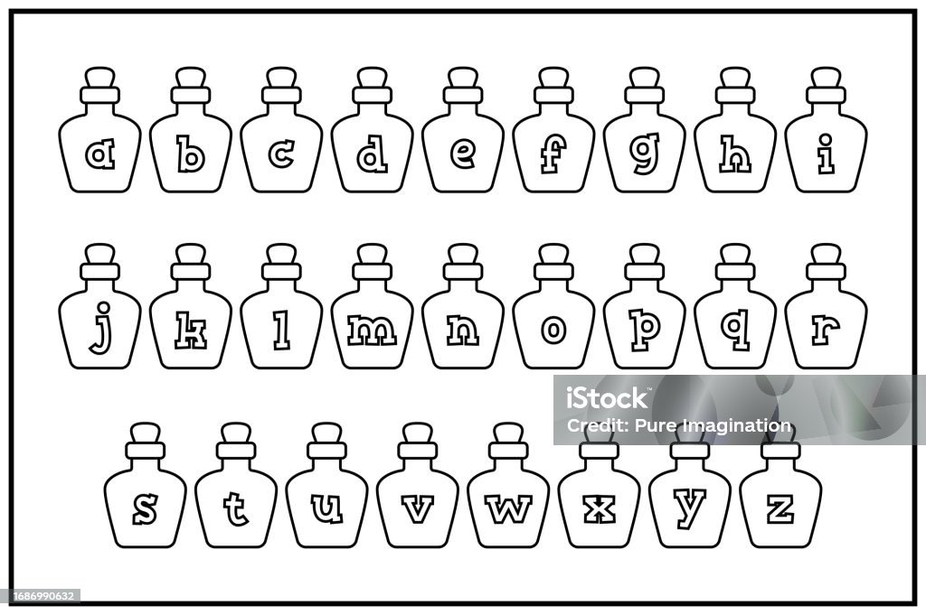 Potion Lettering Versatile Collection Of Potion Alphabet Letters For Various Uses Stock ...