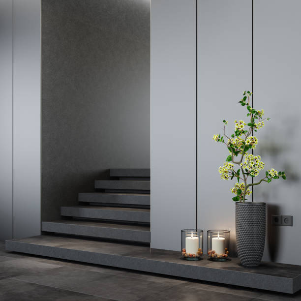 istock Modern lobby interior area with stairs 1686998154