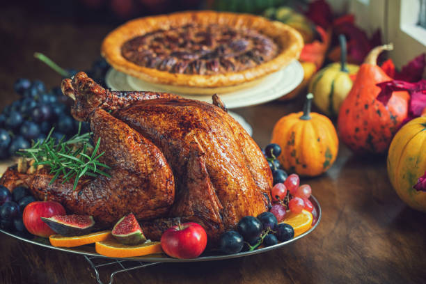 Traditional stuffed turkey for Thanksgiving holidays stock photo