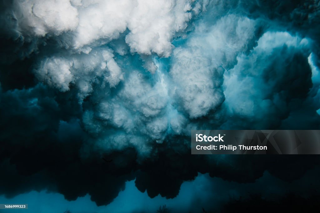 Exploding Wave Cluster Pattern Underwater View Beneath A Breaking Wave Exploding With High Contrast ...