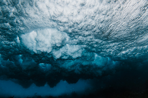 Exploding Wave Cluster Pattern Underwater View Beneath A Breaking Wave Exploding With High Contrast ...