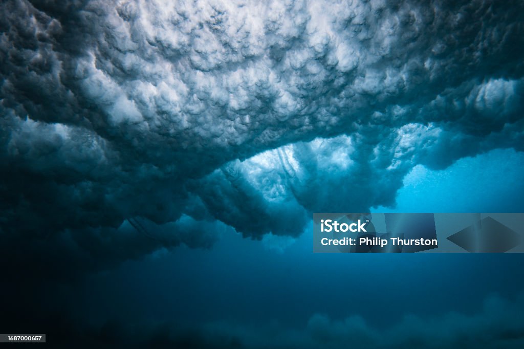 Exploding Wave Cluster Pattern Underwater View Beneath A Breaking Wave Exploding With High Contrast ...