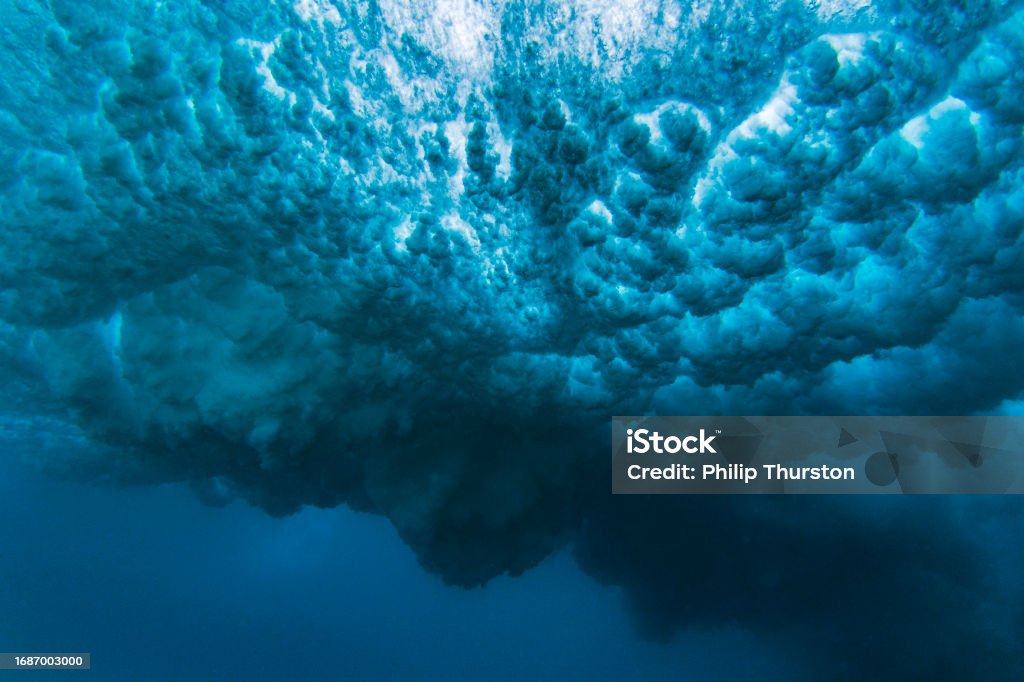 Exploding Wave Cluster Pattern Underwater View Beneath A Breaking Wave Exploding With High Contrast ...