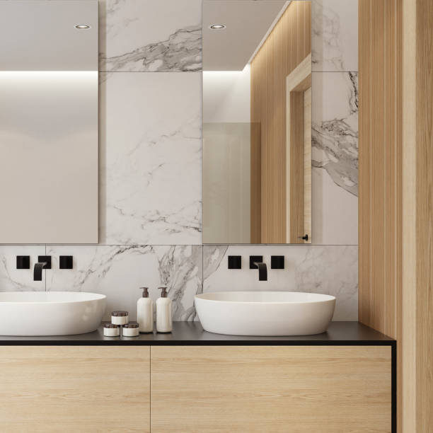 istock Modern minimalist Scandinavian bathroom 1687005741