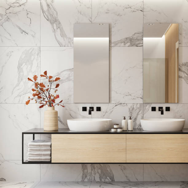 istock Modern minimalist Scandinavian bathroom 1687006264