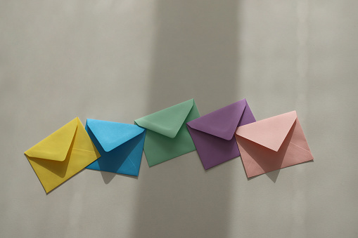 Colorful envelopes on the table