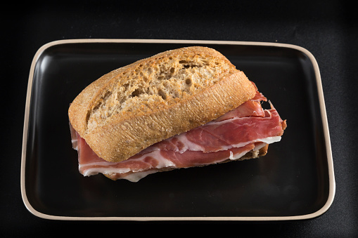 Ham and cheese sandwich - white background