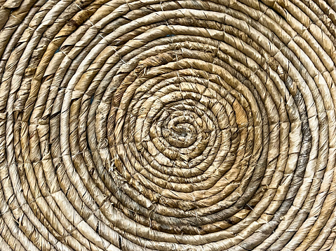 Close up of a textured spiral basketweave background.