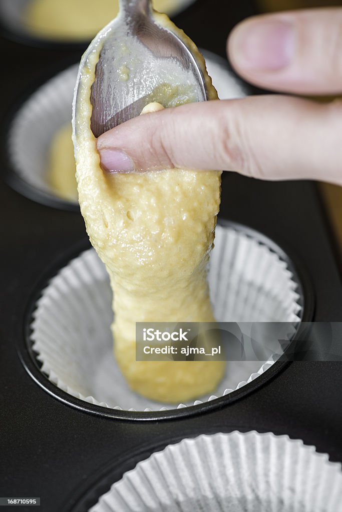 머핀 케이크 준비 - 로열티 프리 머핀 스톡 사진