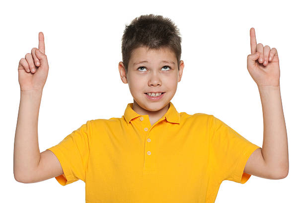 istock Cheerful boy showing his fingers up 168711040