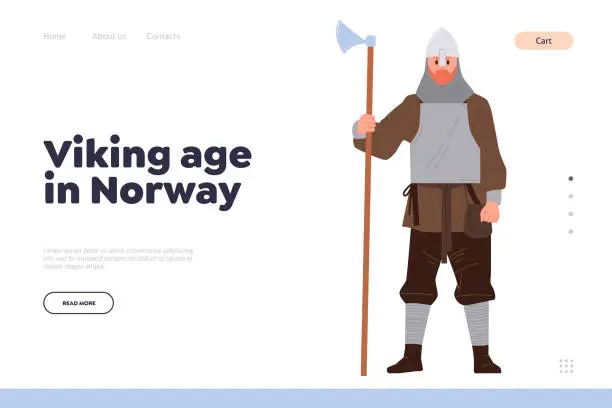 Vector illustration of Viking age in Norway concept for landing page design template online service offering reenactment
