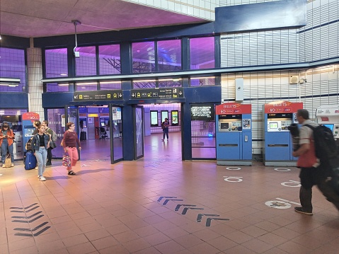 Toulouse, France-July 5, 2023: Arenes is one of the most important stops on the Toulouse metro.