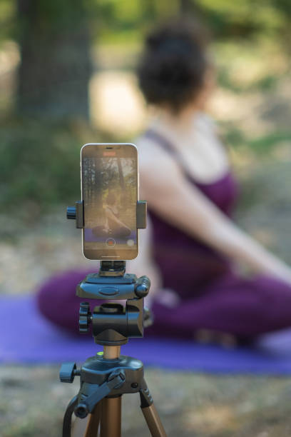 istock Close-up of a phone while doing yoga 1687123101