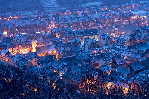 Overview of Vielha town at winter