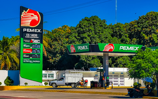 Puerto Escondido Oaxaca Mexico 27. January 2023 Mexican Pemex shop store at Pemex petrol gas station in Puerto Escondido Zicatela Mexico.