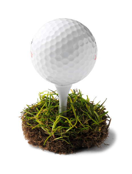 einfache golfball und tee - golf golf ball tee green stock-fotos und bilder