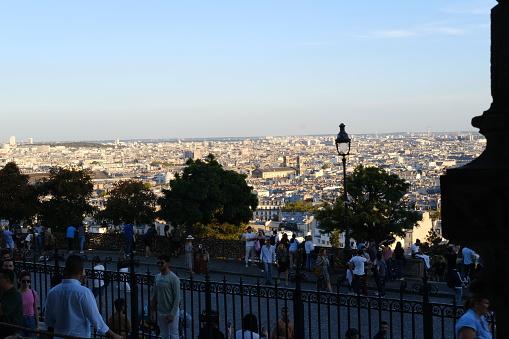 Paris, France - September 15th, 2023. A panoramic view of Paris from the top of Montmartre.