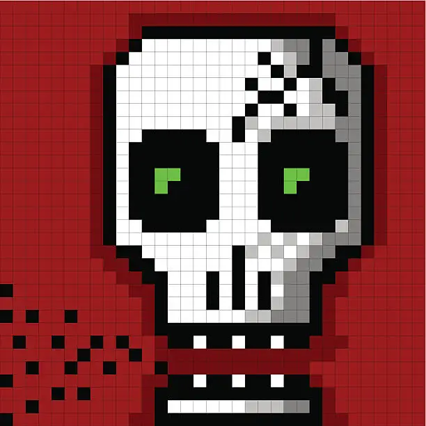 Vector illustration of Pixel skull talking