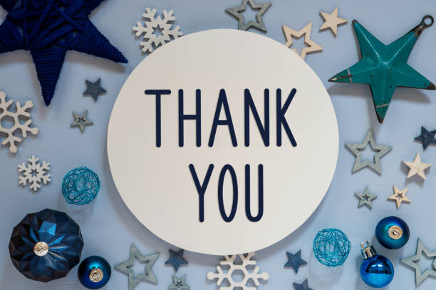 istock Blue Christmas Decor With Text Thank You 1687184727