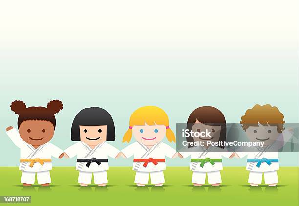Martial Arts Judo Karate Mädchen Stock Vektor Art und mehr Bilder von Asiatischer Kampfsport - Asiatischer Kampfsport, Kind, Afrikanischer Abstammung