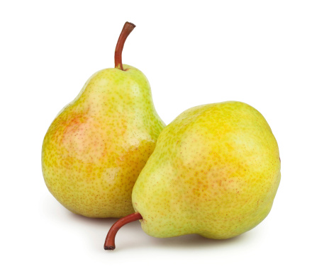 pears two on white background