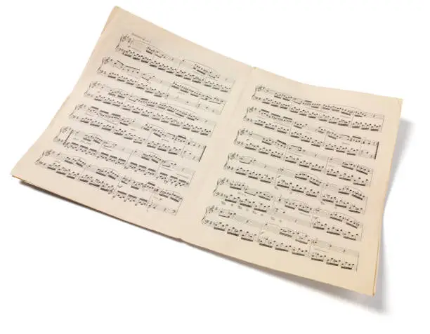 Sheet music isolated on white with clipping path.