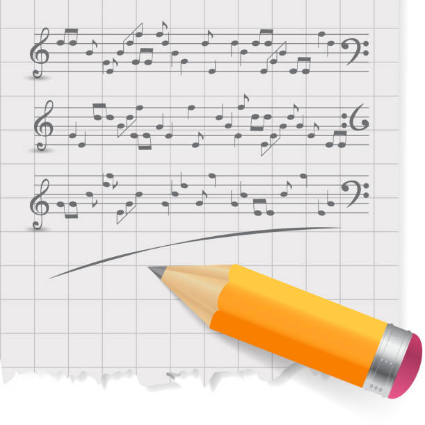 illustrations, cliparts, dessins animés et icônes de notes de musique abstraite-plan. illustration vectorielle - sheet music music musical staff concepts