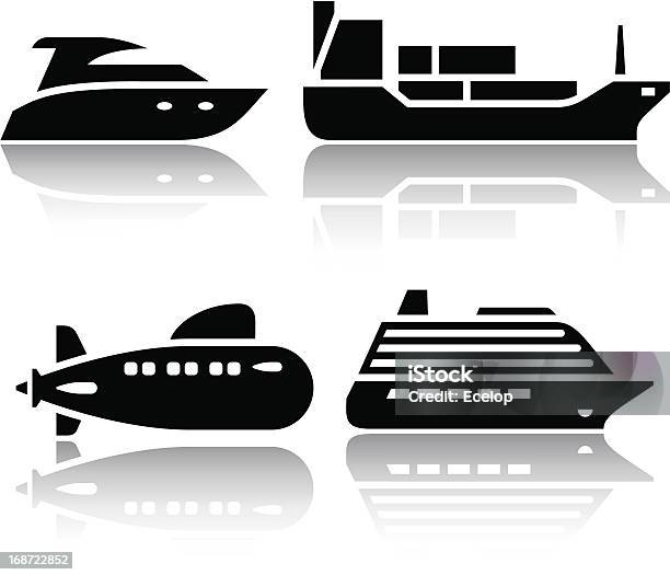 Zestaw Ikon Transportutransport Wodny - Stockowe grafiki wektorowe i więcej obrazów Bez ludzi - Bez ludzi, Ciężki, Dostarczać