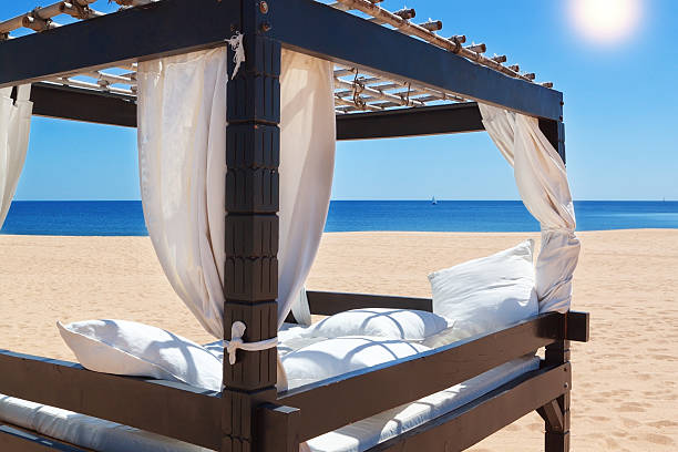 istock Lounger bed, on the beach for a relaxing getaway. 168723271