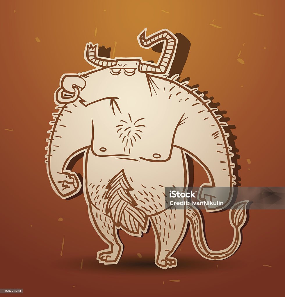 Fantasía criatura minotaur - arte vectorial de Toro - Animal libre de derechos