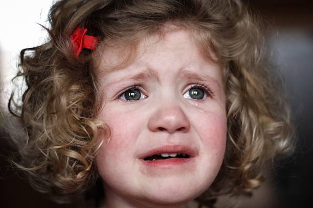 Sad young woman crying tear