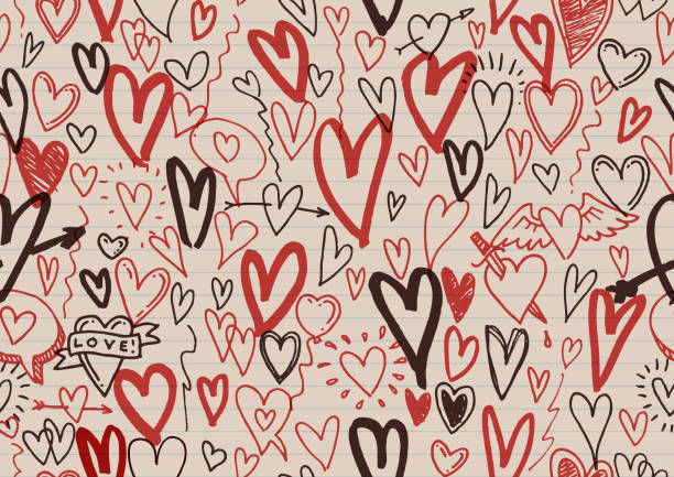 Love hearts doodles and drawings vector art illustration