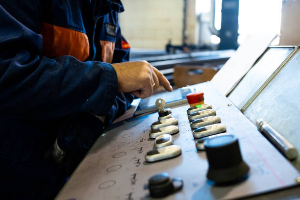 istock Machine controle panel buttons in the metal factory 1687247630