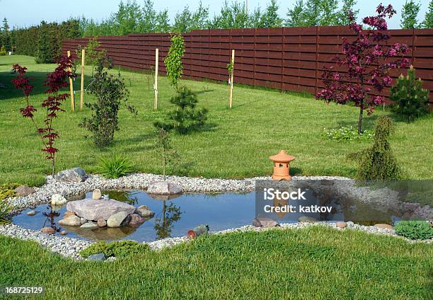 Garden Pond Stock Photo - Download Image Now - Pond, Lake, Yard - Grounds