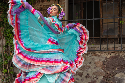 Pretty Woman wearing traditional costumes dress typical and folklore