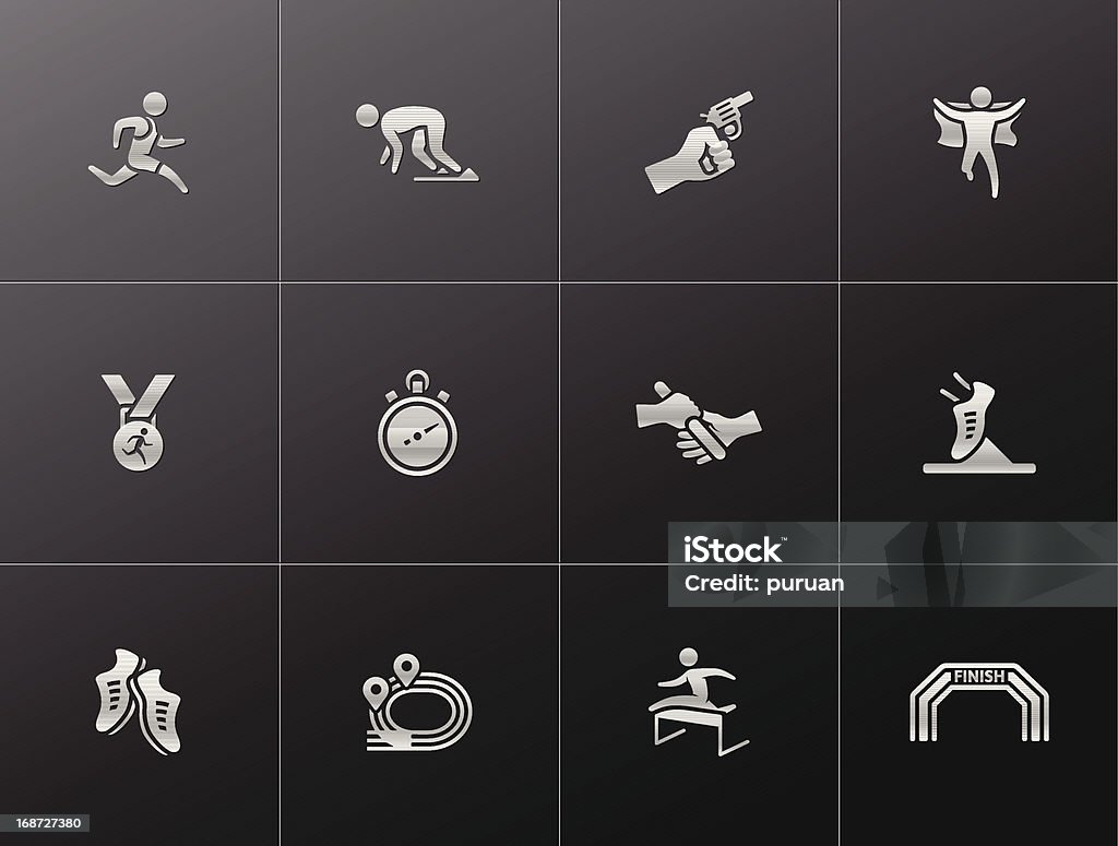 Metallic-Icons-Lauf Wettbewerb - Lizenzfrei Aktiver Lebensstil Vektorgrafik