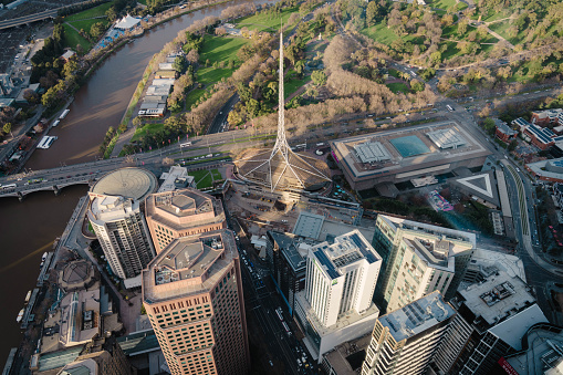 Melbourne city skyline in late afternoon